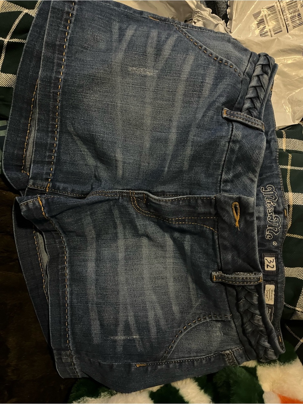 Miss Me Men's Washed Blue Relaxed Fit Jeans Shorts